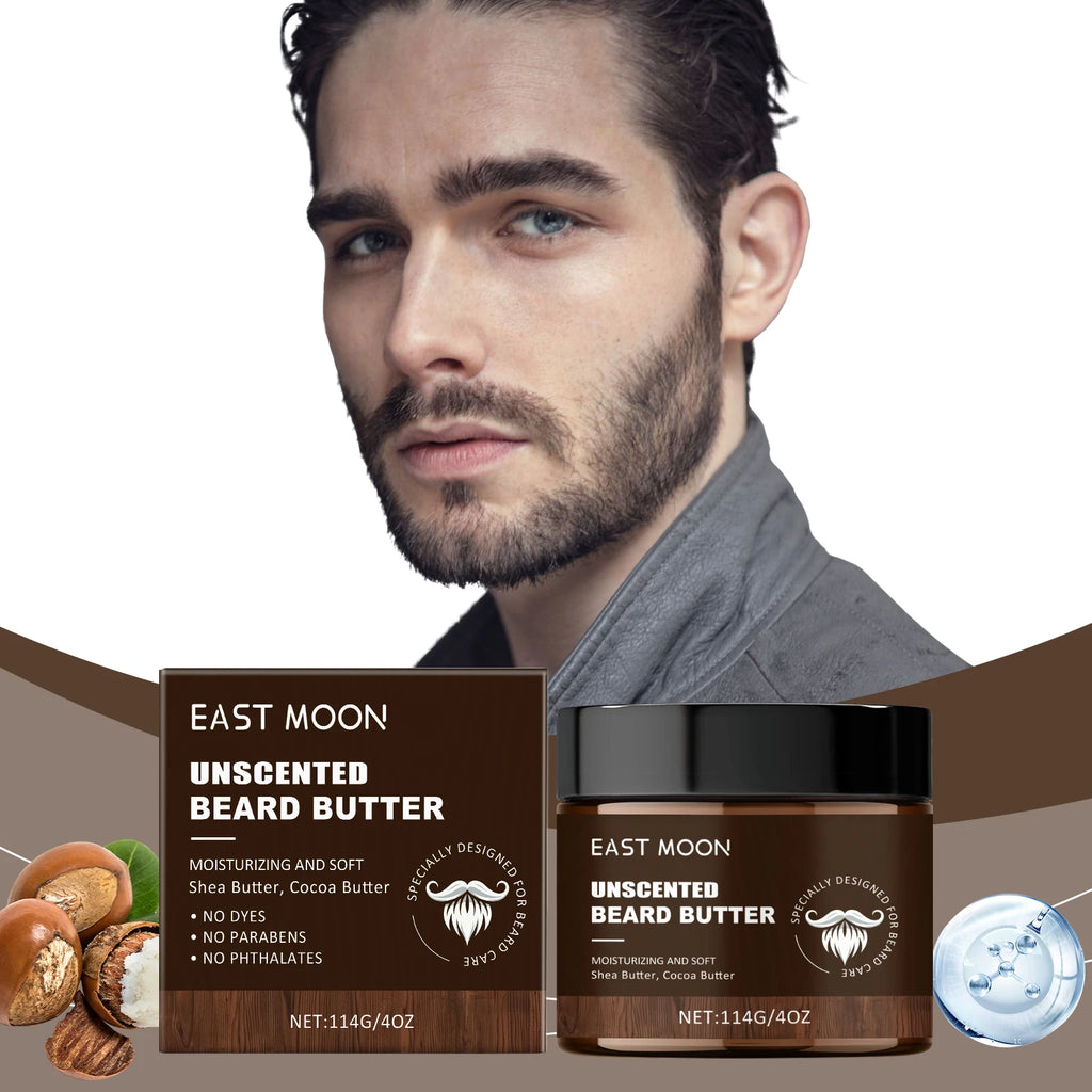 East Moon Men's Organic Beard Care Cream Set Moisturizing Soft Oil and Balm Refreshing Nourishing Men's Beard Care