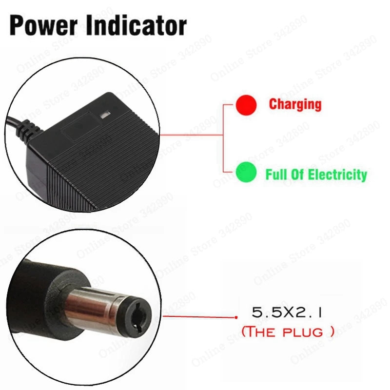 36V Lithium Battery Charger — Universal 100–240V Input