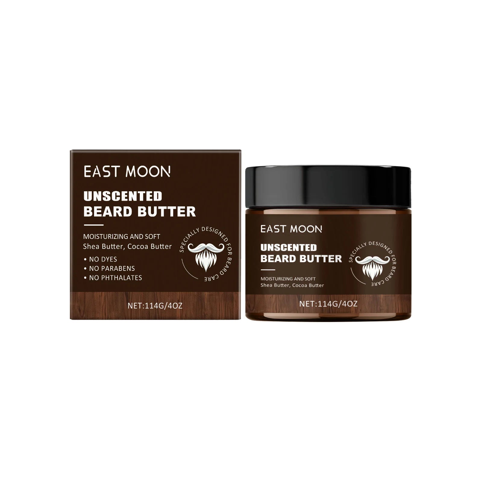 East Moon Men's Organic Beard Care Cream Set Moisturizing Soft Oil and Balm Refreshing Nourishing Men's Beard Care