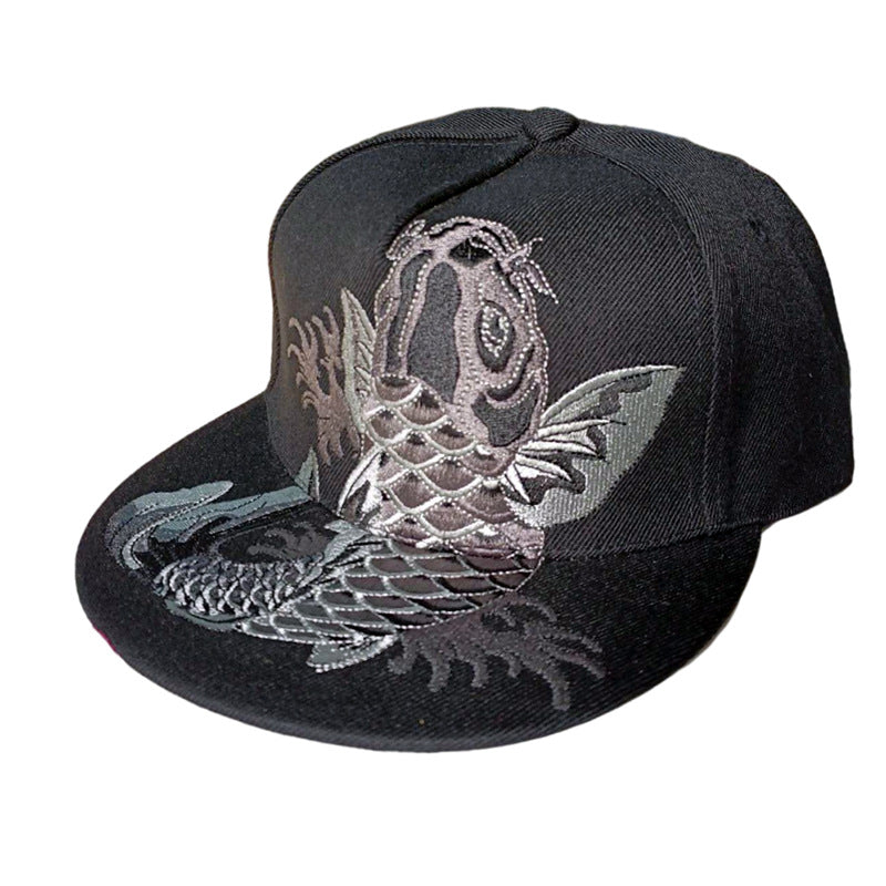 Men Baseball Cap Flat Hats  Embroidery Flat Top Hat Men Women Outdoor Leisure Hip Hop High Street Big Head Plus Size