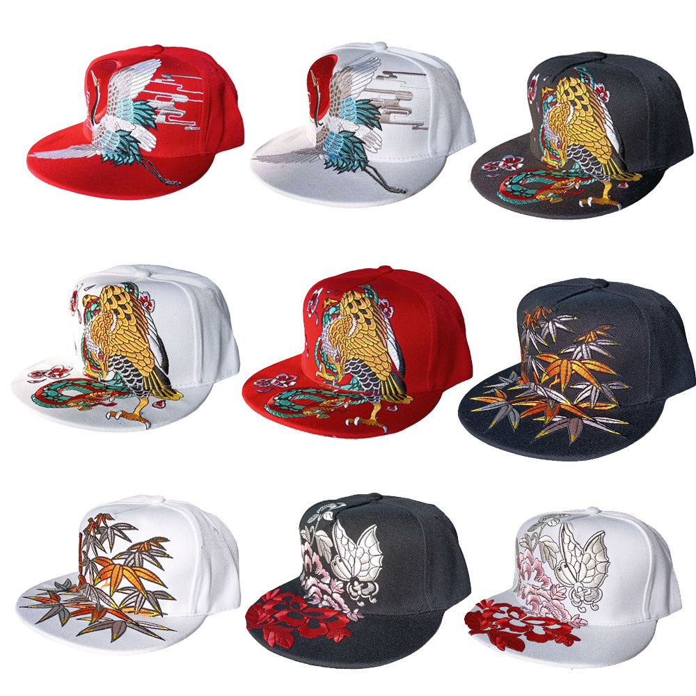Men Baseball Cap Flat Hats  Embroidery Flat Top Hat Men Women Outdoor Leisure Hip Hop High Street Big Head Plus Size