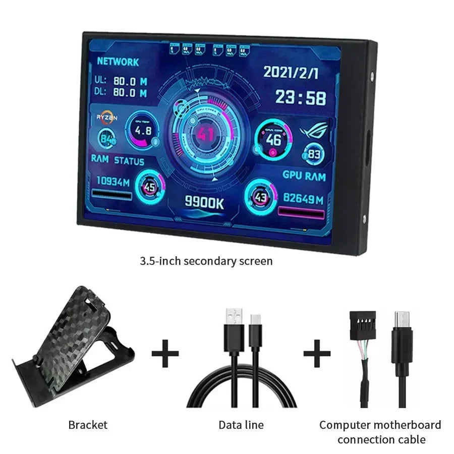 3.5 inch Mini IPS USB Type C Secondary Screen CPU GPU RAM HDD Computer Monitor Display LCD Monitor Windows 8/10/11 Freely AIDA64
