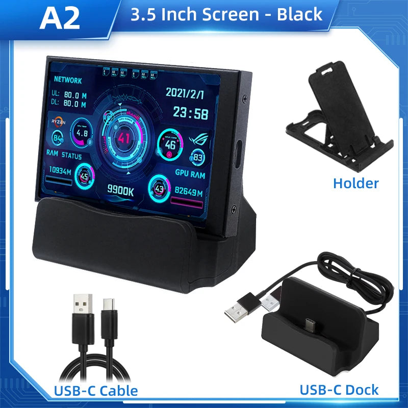 TURZX USB Secondary Screen 3.5"/5" IPS – CPU GPU RAM HDD Monitor for PC