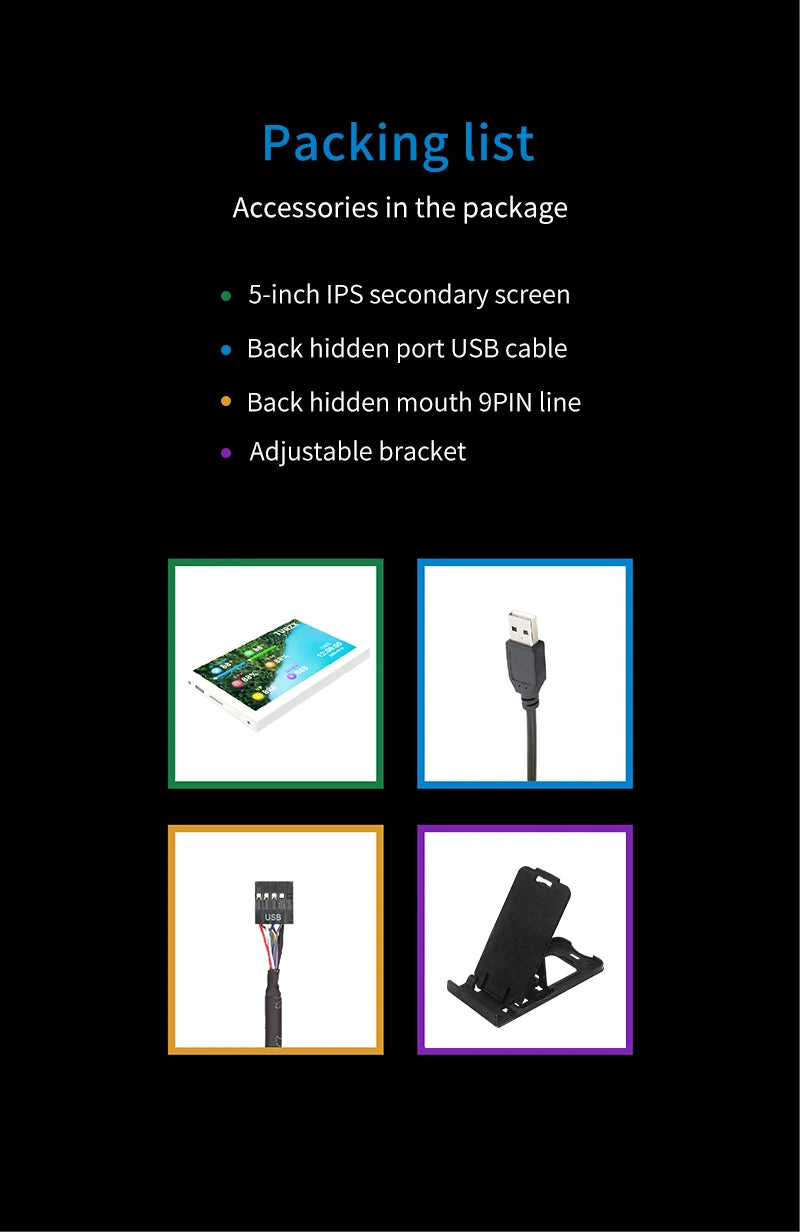 TURZX USB Secondary Screen 3.5"/5" IPS – CPU GPU RAM HDD Monitor for PC