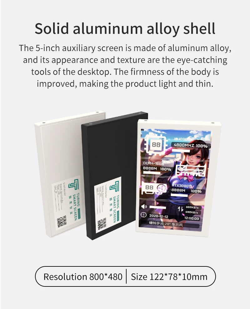 TURZX USB Secondary Screen 3.5"/5" IPS – CPU GPU RAM HDD Monitor for PC