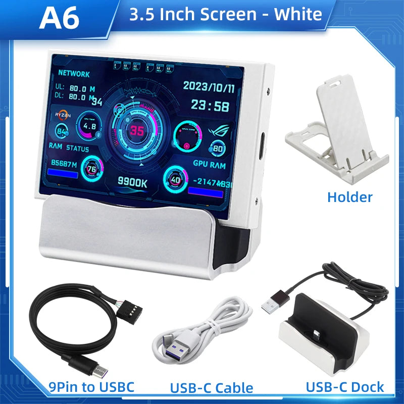 TURZX USB Secondary Screen 3.5"/5" IPS – CPU GPU RAM HDD Monitor for PC
