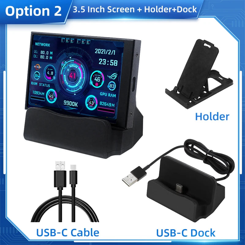 TURZX USB Secondary Screen 3.5"/5" IPS – CPU GPU RAM HDD Monitor for PC