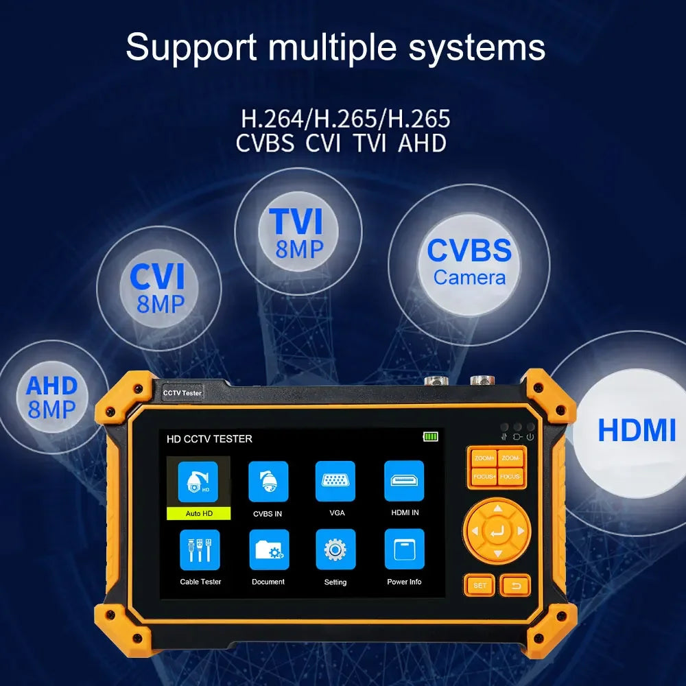 IPC-5200C Plus IP Camera Tester 5.4 inch IPS Touch Screen Monitor CCTV Tester Support AHD/CVI/TVI/SDI/CVBS/IP Camera Tester
