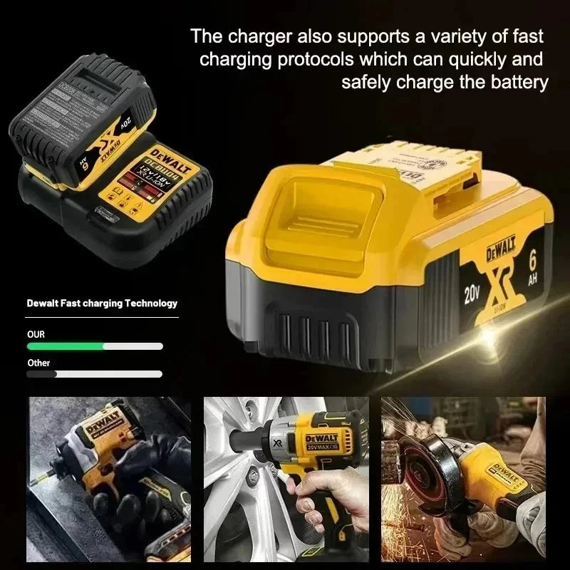 100% Genuine Dewalt 20V Battery,5AH 6AH Rechargeable Lithium Ion Battery, Dewalt DCB200 DCD805 Power Tool Replacement Battery