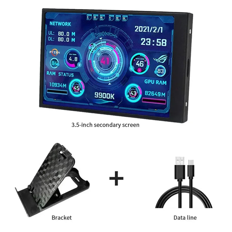 3.5 inch Mini IPS USB Type C Secondary Screen CPU GPU RAM HDD Computer Monitor Display LCD Monitor Windows 8/10/11 Freely AIDA64
