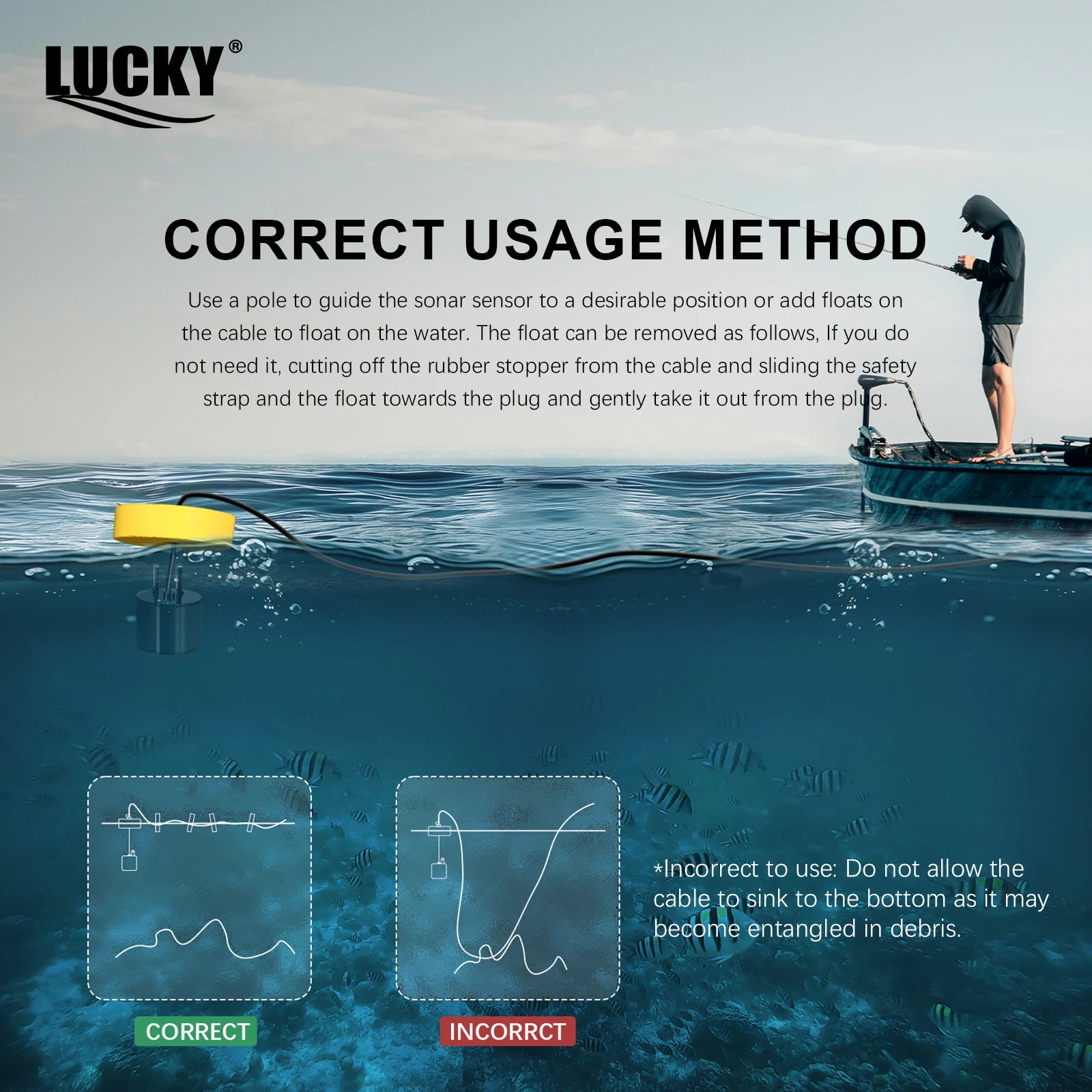 Portable Sonar Fish Finder with Alarm — 100M Range