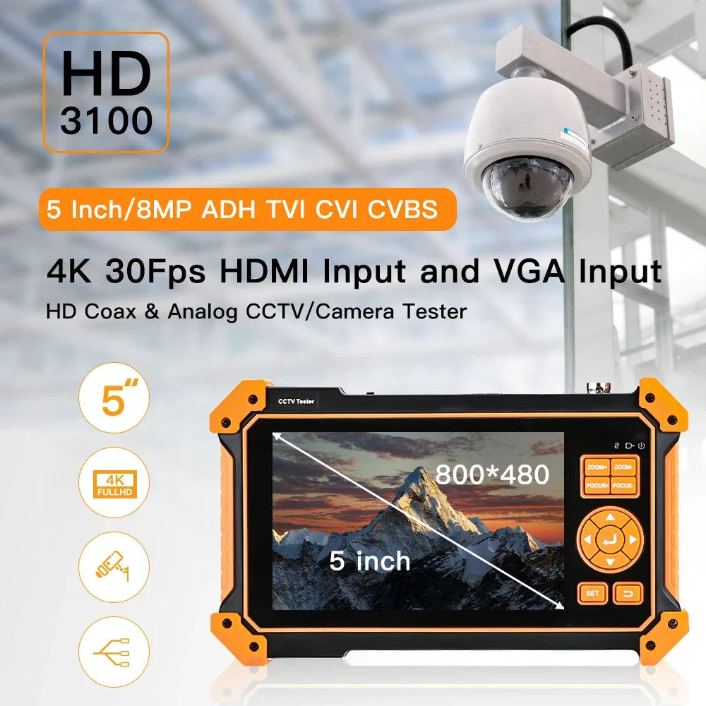 IPC-5200C Plus IP Camera Tester 5.4 inch IPS Touch Screen Monitor CCTV Tester Support AHD/CVI/TVI/SDI/CVBS/IP Camera Tester