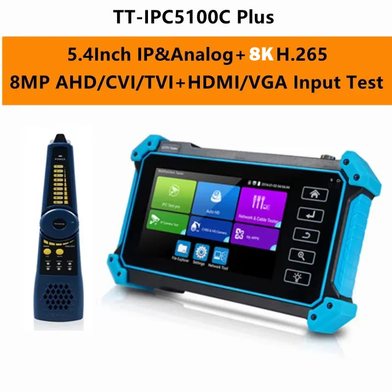 IPC-5200C Plus IP Camera Tester 5.4 inch IPS Touch Screen Monitor CCTV Tester Support AHD/CVI/TVI/SDI/CVBS/IP Camera Tester