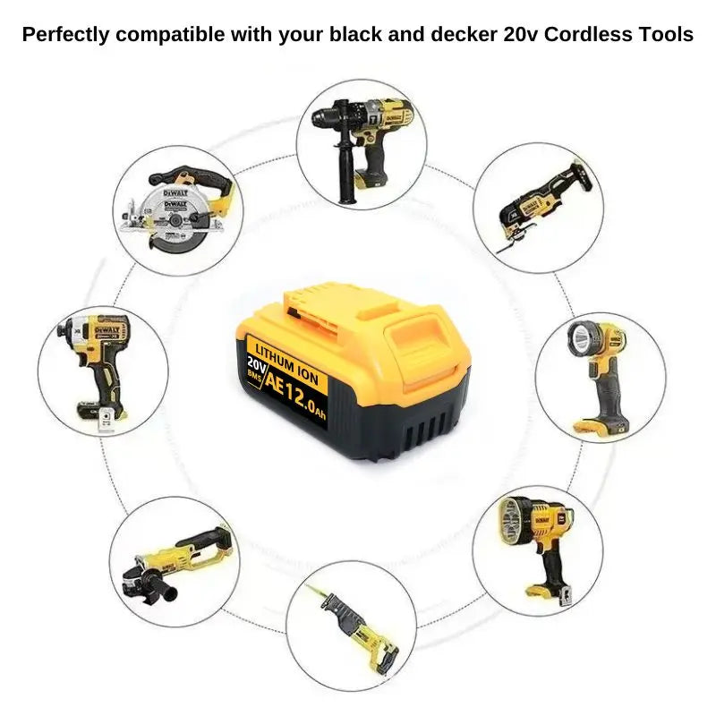 for DeWalt👌 18v 20V Lithium Ion Batteries👌 20V 12Ah DCB203 Li ion Battery Replacement DCB206 DCB205 DCB204 DCB200👌Power Tools