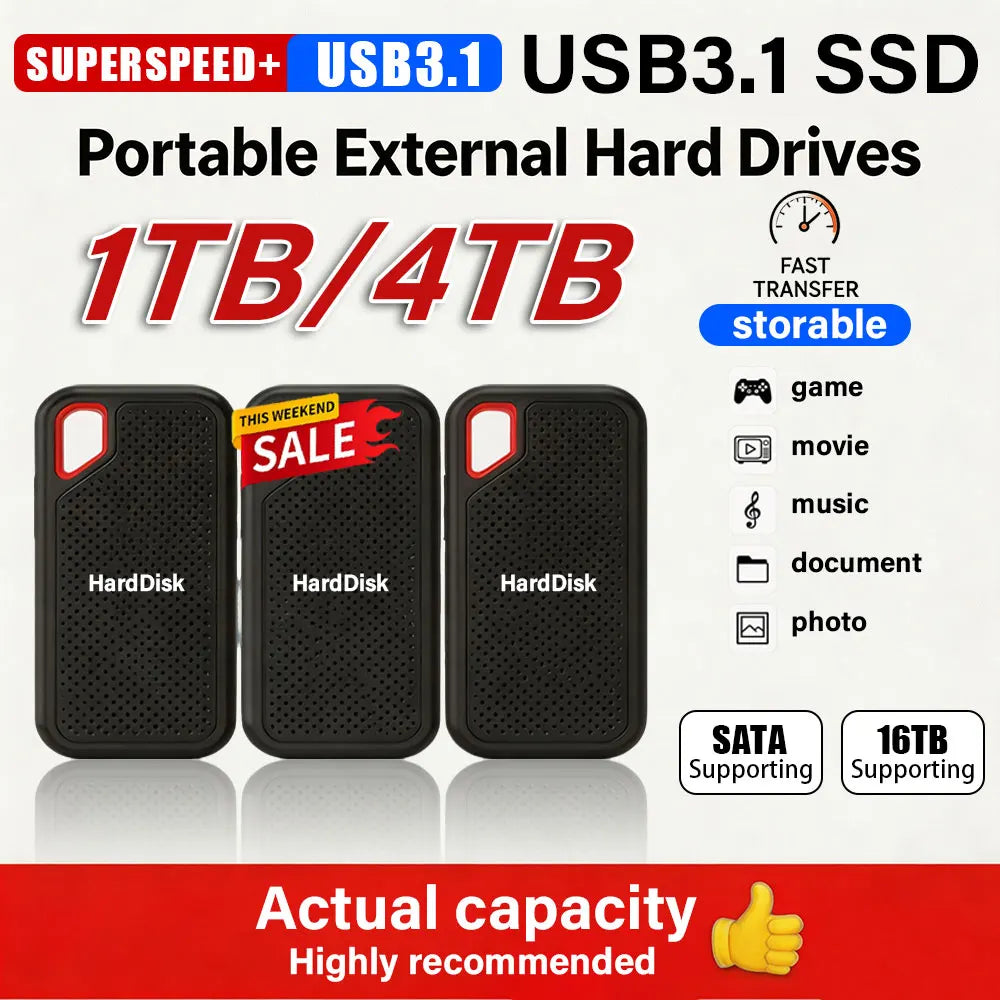 Mini pocket portable SSD 1TB external solid state drive USB-C and USB-A 2TB 4TB original high-speed flash drive for MacBook Pro