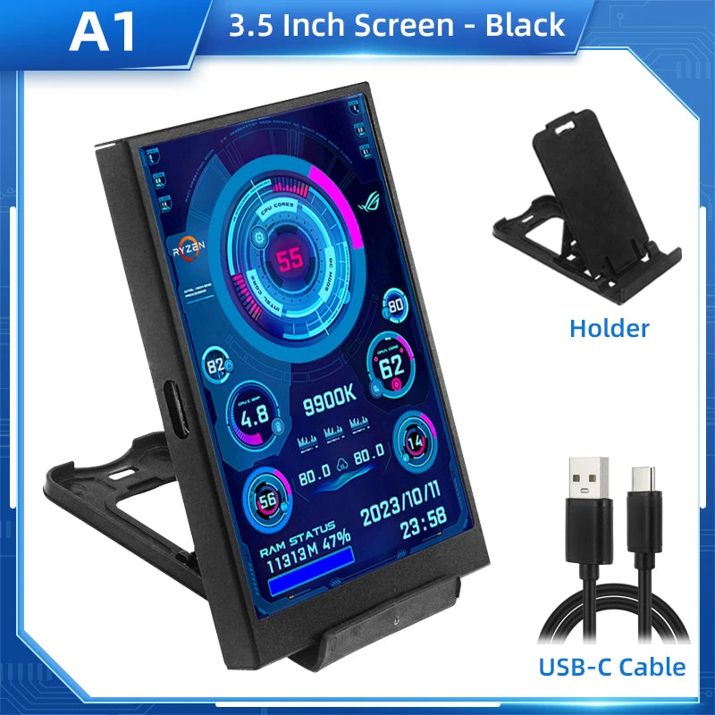 TURZX USB Secondary Screen 3.5"/5" IPS – CPU GPU RAM HDD Monitor for PC