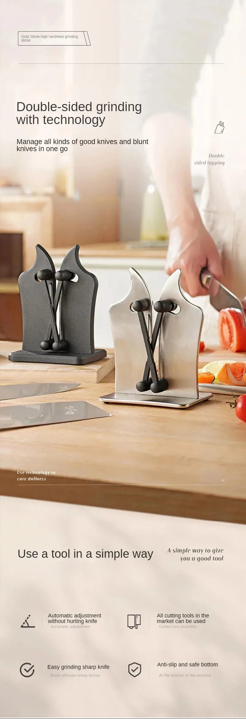 Knife Sharpener Kitchen Sharpening Tool Easy Safe Sharpening Kitchen Chef's Knife Damascus Knife Kitchen Tools Kitchen Supplies