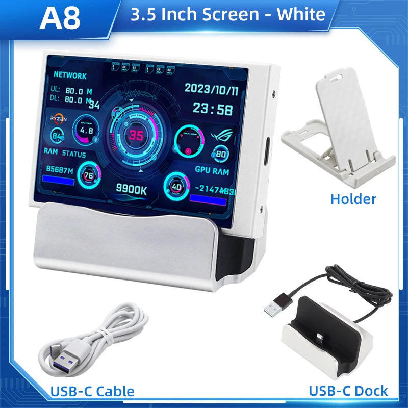 TURZX USB Secondary Screen 3.5"/5" IPS – CPU GPU RAM HDD Monitor for PC