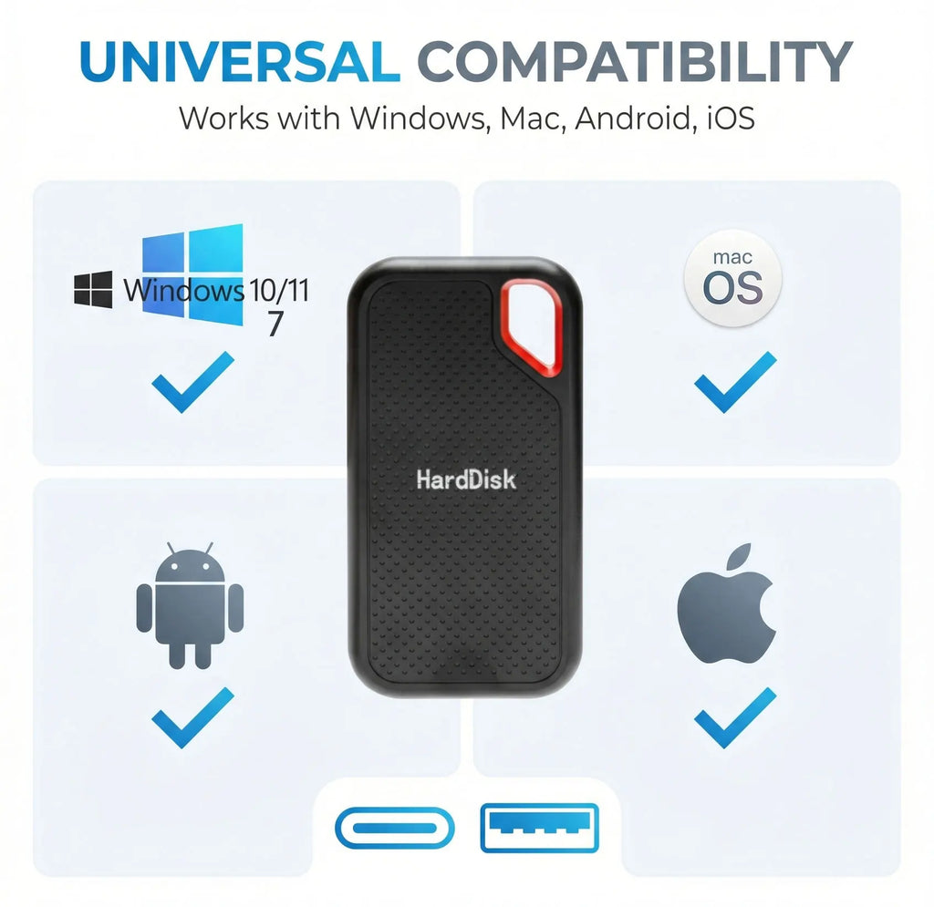 Mini pocket portable SSD 1TB external solid state drive USB-C and USB-A 2TB 4TB original high-speed flash drive for MacBook Pro