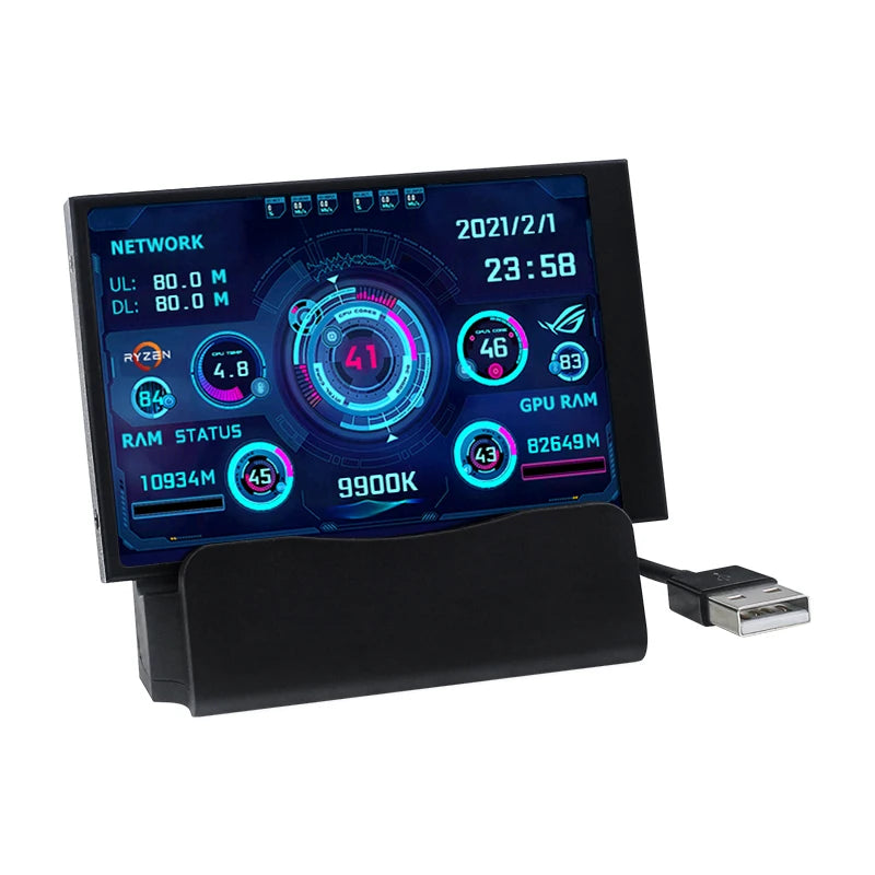 TURZX USB Secondary Screen 3.5"/5" IPS – CPU GPU RAM HDD Monitor for PC