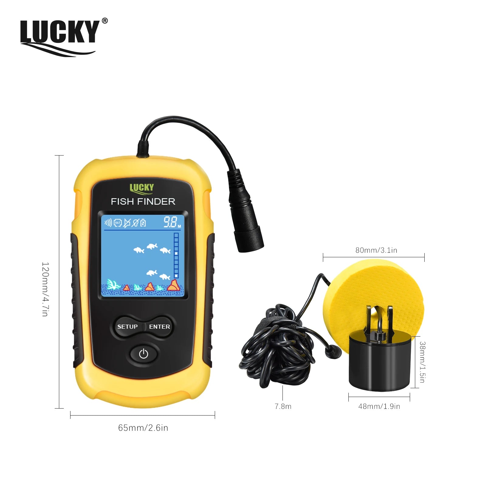 Portable Sonar Fish Finder with Alarm — 100M Range