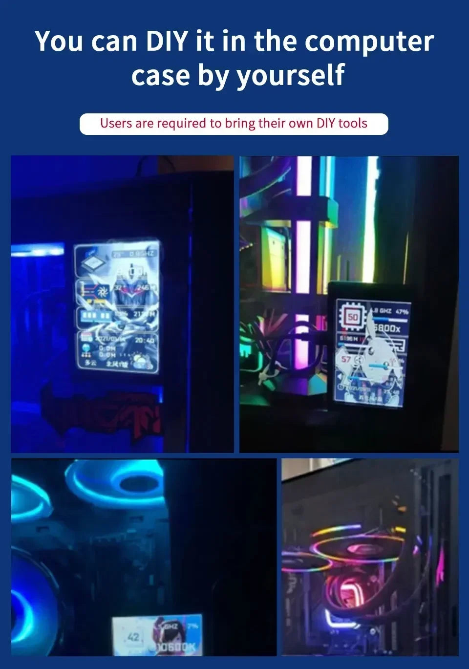 3.5 inch Mini IPS USB Type C Secondary Screen CPU GPU RAM HDD Computer Monitor Display LCD Monitor Windows 8/10/11 Freely AIDA64