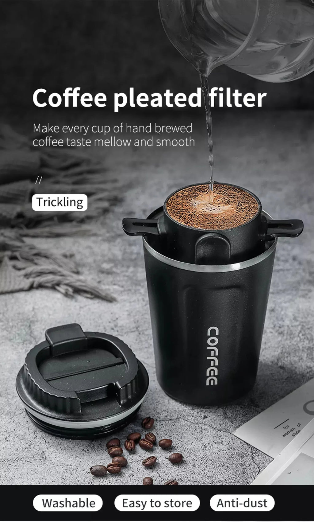 304 Stainless Steel Portable Coffee Filter Drip Coffee Tea Holder Reusable Mug Coffee Dripper Tea Cup Set Coffee Pot Coffeeware
