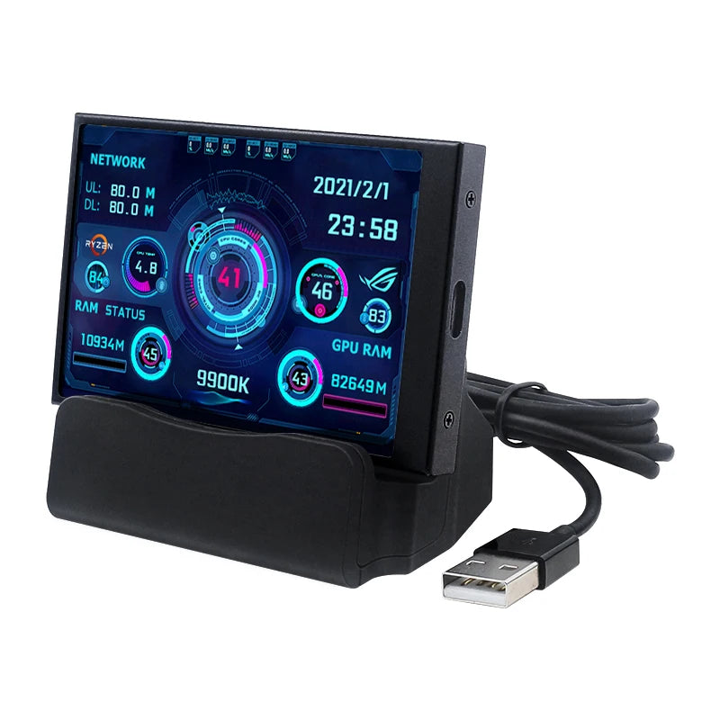 TURZX USB Secondary Screen 3.5"/5" IPS – CPU GPU RAM HDD Monitor for PC