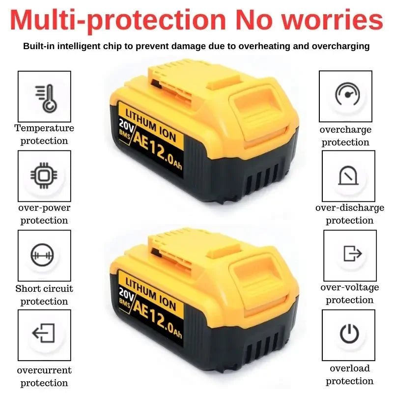 for DeWalt👌 18v 20V Lithium Ion Batteries👌 20V 12Ah DCB203 Li ion Battery Replacement DCB206 DCB205 DCB204 DCB200👌Power Tools