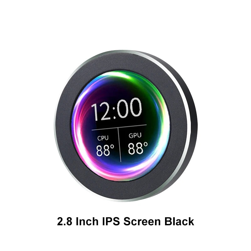 Round LCD Secondary Screen 2.1"/2.8" – USB PC Monitor CPU GPU RAM HDD