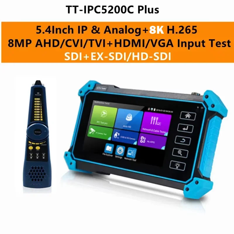 IPC-5200C Plus CCTV Tester – 5.4" IPS Touch Screen, AHD/CVI/TVI/SDI/IP