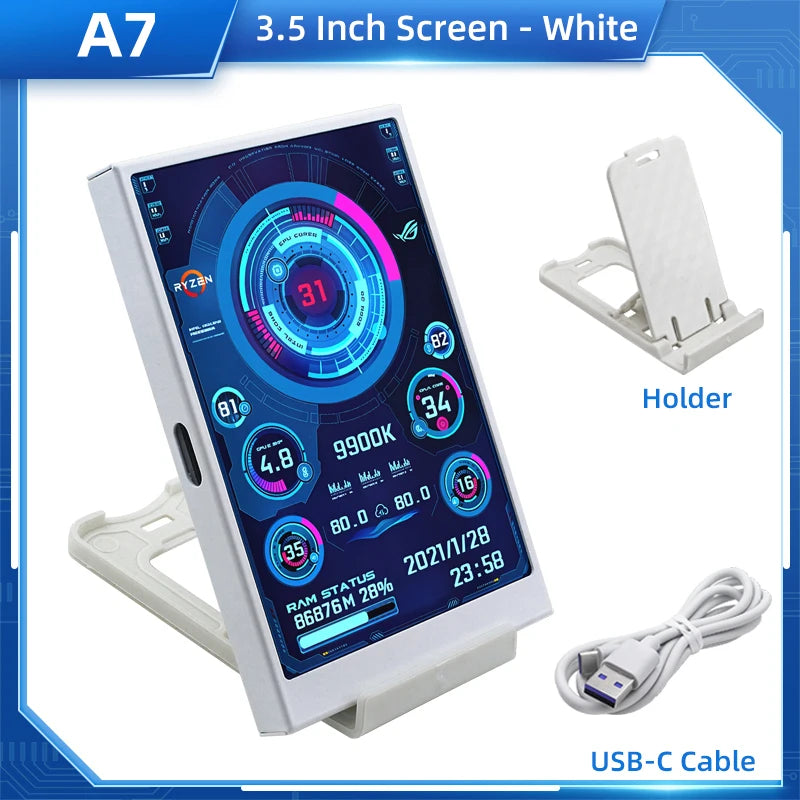 TURZX USB Secondary Screen 3.5"/5" IPS – CPU GPU RAM HDD Monitor for PC