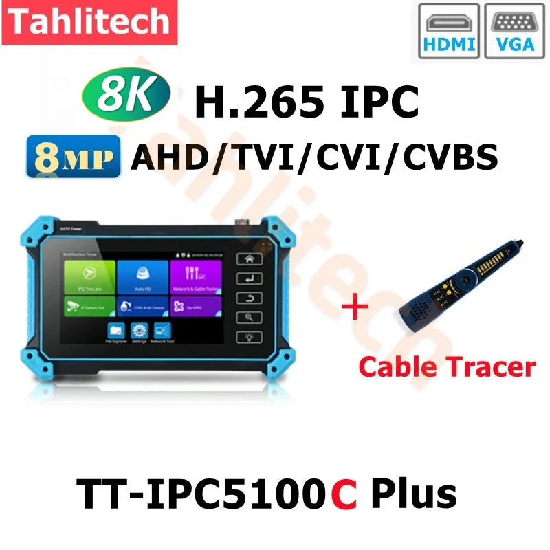 IPC-5200C Plus IP Camera Tester 5.4 inch IPS Touch Screen Monitor CCTV Tester Support AHD/CVI/TVI/SDI/CVBS/IP Camera Tester