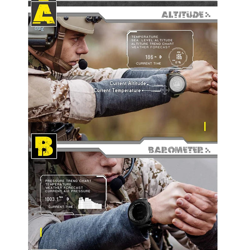 NORTH EDGE Men's Sport Watch — Altimeter, Compass, 50M Waterproof