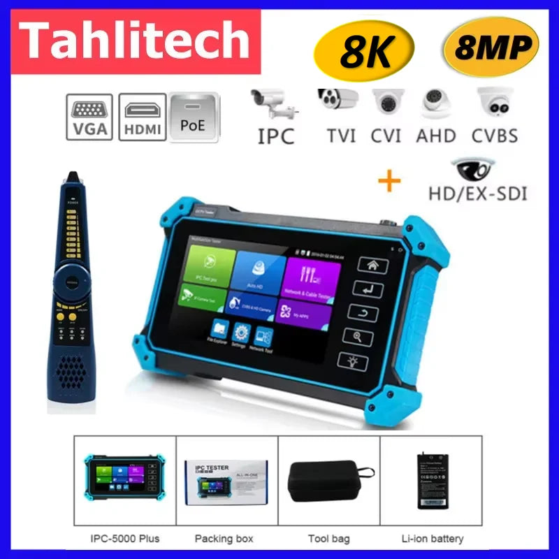 IPC-5200C Plus IP Camera Tester 5.4 inch IPS Touch Screen Monitor CCTV Tester Support AHD/CVI/TVI/SDI/CVBS/IP Camera Tester