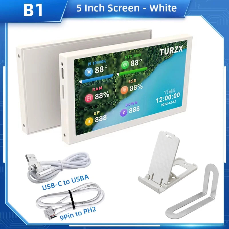 TURZX USB Secondary Screen 3.5"/5" IPS – CPU GPU RAM HDD Monitor for PC